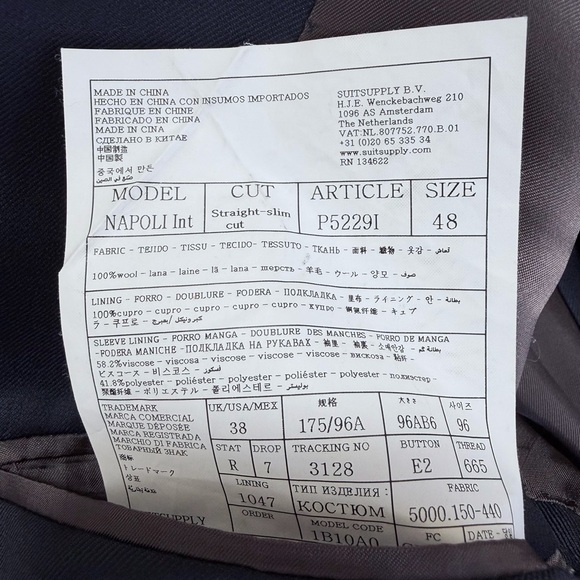 SuitSupply Men's Navy Suit 38 - Picture 5 of 14